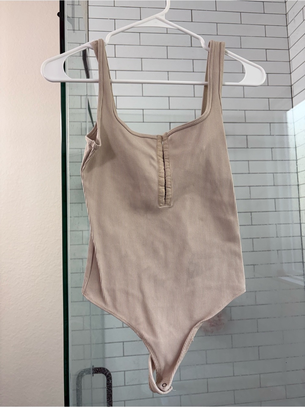Abercrombie & Fitch Beige Ribbed Tank Bodysuit